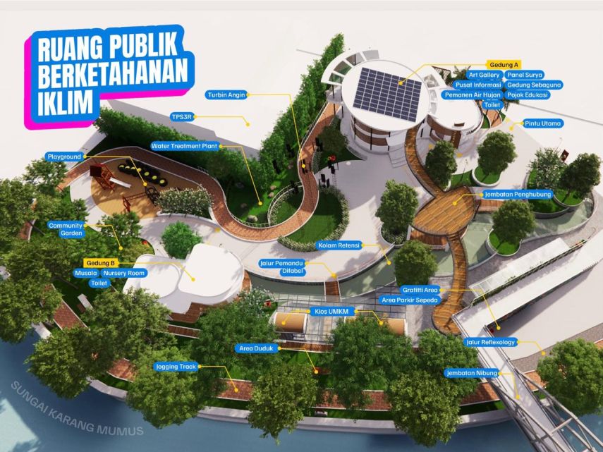 Mengenal Taman Para’an: Ruang Publik Berketahanan Iklim Pertama di Samarinda dengan Sejumlah Fitur Inovatif