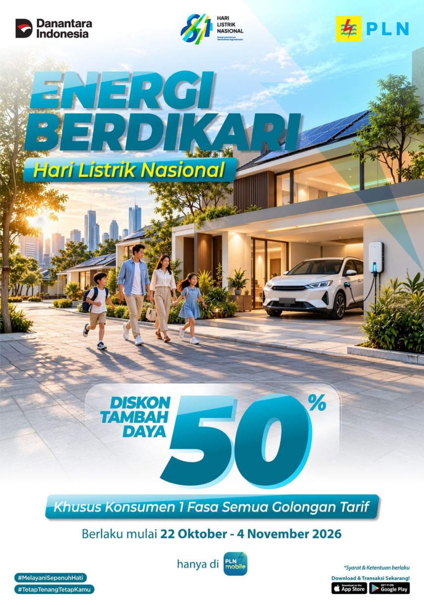 PLN Buka Promo Tambah Daya Diskon 50 Persen Lewat Program Energi Berdikari